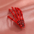 Gothic red skeleton bone hand hair clip with black detailing on silk background - Red (8611)