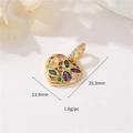 Gold hollow heart pendant with multicolor zircon stones and dimensions 13.9mm x 20.3mm - H-11591/Hollow Multi-color Gem Heart