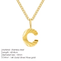 Elegant stainless steel initial necklace with textured letter C pendant in gold finish - Letter C / 10mm Pendant / Gold