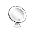 Miroir de maquillage LED rond avec grossissement 10X et base à ventouse - Type standard