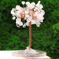 Handmade white crystal tree of life with copper wire on a polished agate base - Opal