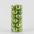 24-piece green Christmas ball ornaments set with shiny pearl and glitter finishes - Fruit Green