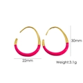 Geometric 14K gold plated teardrop earrings with pink enamel finish for women - Small / Deep Pink-Gold
