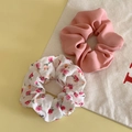 Pink solid and floral print scrunchie set made of lightweight chiffon fabric - Set 6 Pink Solid and White Pink Floral Scrunchies Multipack
