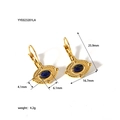 Lever-back evil eye drop earrings in 18K gold plated steel with blue turquoise stone - Dark Blue (YYE023201LA)