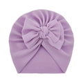 Weiche violette Baby-Mütze mit Waffelstrick-Struktur und großer Schleife für Kleinkinder - Einheitsgröße / Lila