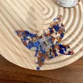 Deep blue and brown marble butterfly hair claw made of premium acetate fiber - 6.5cm / Chocolate Blue
