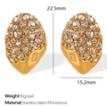 Elegant 18K gold plated stainless steel C-shaped earrings with rhinestones - Zirconia Style / Gold Rhinestone/Drop Shape