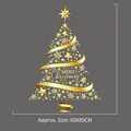 Golden Christmas tree wall decal with Merry Christmas text, snowflakes, and stars, 60x85cm - YTH002-M (60x85cm) / Gold