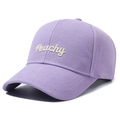 Light purple cotton baseball cap with white Peachy embroidery in a classic 6-panel design - Adjustable / Purple