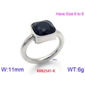 Silberner Titanstahlring mit schwarzem quadratischem Zirkonia für einen eleganten Look - Silber Schwarz