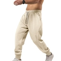 Pantalón jogger de punto para hombre en color beige con cordón y puños elásticos - S / Caqui