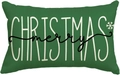 Green linen Christmas pillow cover with white Merry Christmas text and snowflake detail - Style 3 (Single-sided)