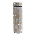 500ml rhinestone thermos bottle with leopard pattern and smart LED display - Champagne Cow Print