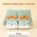 Guanti in maglia verde per bimbi 1-3 anni con motivo pinguino e patta ribaltabile calda - Consigliato 0-3 Anni / Verde
