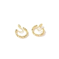 Minimalist golden metal spiral earrings for non-pierced ears with polished finish - Gold Circular Beaded Ear Clip