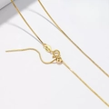 Adjustable S925 sterling silver box chain in gold finish with sliding bead clasp - Box Pin Adjustable Chain 45cm / Gold