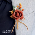 Ansteckblume in gebranntem Orange für Hochzeitsanzüge mit Beeren und Blättern 7x12,5cm - Dreckiges Orange
