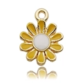 Pendentif marguerite en alliage doré avec pétales jaunes pour la création de bijoux DIY - 1pc Petite Fleur de Marguerite 11.4x14.6mm
