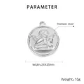 Runder Amor-Engel Relief-Anhänger aus silbernem Edelstahl mit 29x25mm Maßen - Stahlfarbe (KLJ7467-Z)