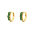 Classic gold S925 silver hoop earrings with emerald green rectangular gemstones - Style 1 / Gold (Style A)