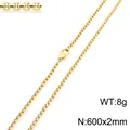 18K gold plated stainless steel chain necklace 600x2mm sizing and weight details - Gold 600mm x 2mm