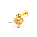 Vergulde hartvormige labret-stud met zirkonia steentjes, afmetingen 0,7 x 0,6 cm - Hart Stijl (2639-5) / 1.2x8mm / Goud