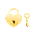 Handmade gold stainless steel Y-chain necklace featuring a heart padlock and key pendant - Gold Heart Lock + Key