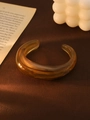 Chunky amber resin open C-shape cuff bracelet with a translucent glossy finish - L157-5 Coffee