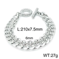 Silbernes mehrlagiges Gliederkettenarmband mit OT-Verschluss, 210mm Länge - Silberner Mehrschicht-Kettenstil (KB143962-Z)