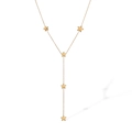 Gold Y-shaped necklace featuring five delicate star pendants on a minimalist chain - Star Style