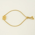 18K gold-plated titanium steel chain bracelet featuring hollow square letter D pendant - Gold D
