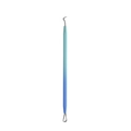 Dual-head blackhead remover tool with blue-green gradient handle and steel loop - Gradient Hook Needle