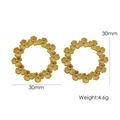 Orecchini a cerchio minimalisti placcati oro 14K con design floreale diametro 30 mm - 1107 Oro