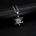 Collar de hexagrama y ojo del mal en acero de titanio con cadena de cuerda trenzada - Colgante Individual Color Plata