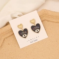 Orecchini a cuore malocchio dorati con smalto nero e strass colorati brillanti - Cuore Malocchio (1# Nero) / Nero