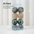 Set de 16 bolas de Navidad nórdicas de 6cm en acabados dorado, verde y plata brillante - Serie Espíritu de Nieve 6cm 16 piezas / 6cm/Paquete de 16