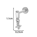 Silver F136 titanium star labret stud with dangling rectangular and round crystals - Rectangular Round Dangle Style (2606-8#) / Silver