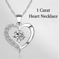 Silver heart necklace with 1 carat round center stone and twisted rope chain - Xl-33 [with Chain]