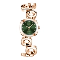 GEDI rose gold quartz watch with an irregular link bracelet and a deep green dial - Rose Gold Case Green Dial