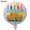 Globo de papel de aluminio de 18 pulgadas con Feliz Cumpleaños y velas de colores - 18 Pulgadas Pastel Vela Español Redondo