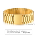 Polished IP gold-plated stainless steel watch band bracelet with 18mm width and 18cm perimeter - 18mm: 17cm / Gold