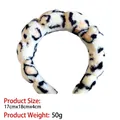 Puffy leopard print sponge headband made of soft coral fleece with cloud-like shape - 7-flannel Yellow Spotted Leopard Print Headband