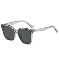 Classic translucent gray oversized square sunglasses with dark lenses for women - Transparent Grey Frame Grey Lens