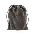 Dark gray microfiber drawstring pouch for men beard grooming kit storage - Velvet Pouch for Beard Brush