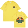 Lemon yellow cotton t-shirt with Alligator Alcatraz vintage print front and back - Yellow