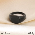 Anillo de sello negro minimalista de acero inoxidable, 12mm de ancho y baño de oro 18K - US 7 / Negro 12mm