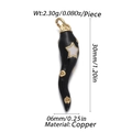 Copper chili pendant with black enamel finish and golden star detail for jewelry DIY - Black Enamel Chili (CX147-07)
