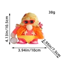 Roter Strand-Gnom-Plüsch im Bikini mit gelbem Sonnenhut und Größenmaß-Angaben - Damenmodell (Rot-Gelber Bikini Sonnenblumenhut)