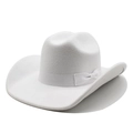 White felt western cowboy hat with a subtle bow ribbon trim shown from a top view - M (56-58cm) / White